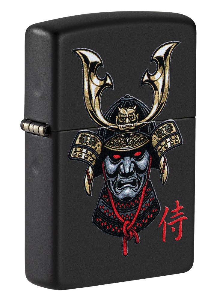 Zippo Samurai Helmet Design Black Matte Pocket Lighter, One Size