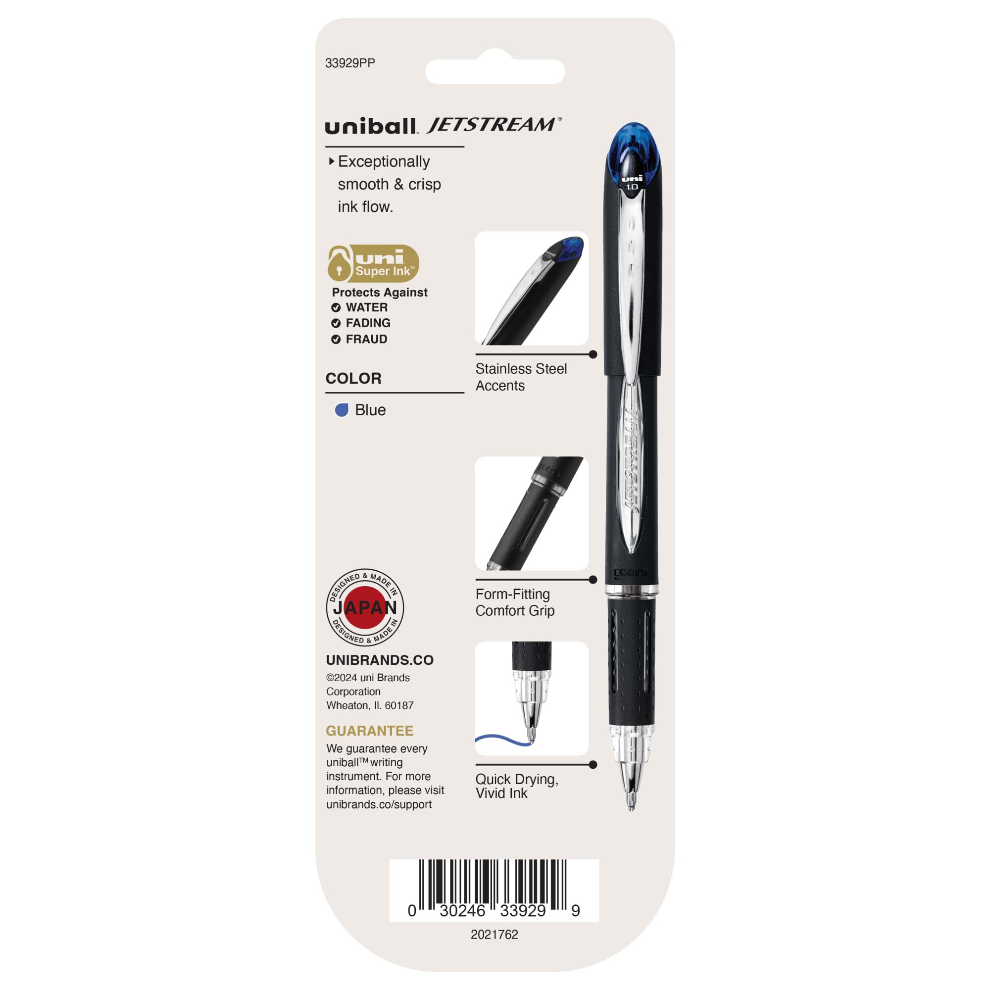 uniball Jetstream Ballpoint Pens, Medium Point (1.0mm), Blue, 3 Pack