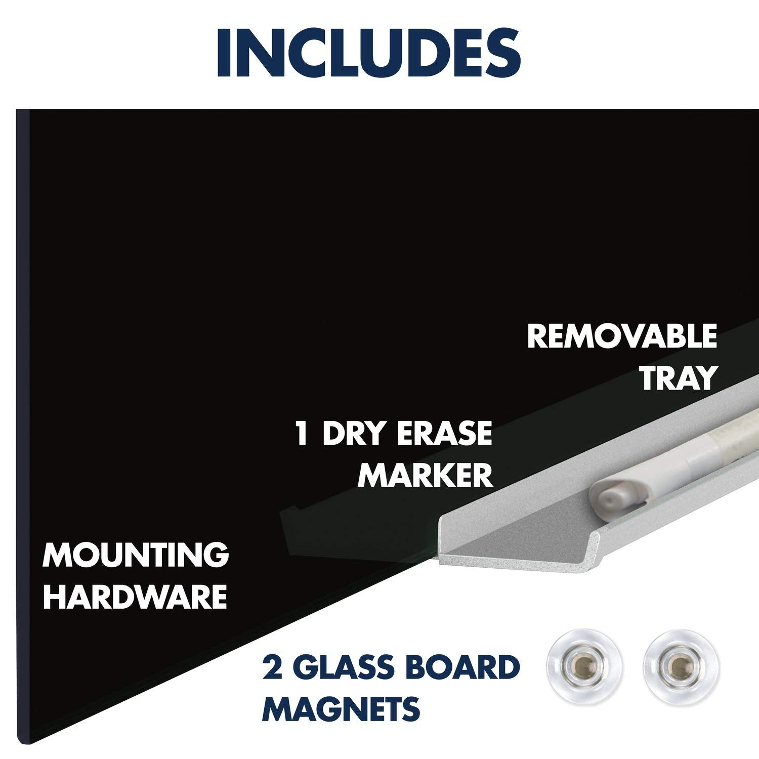 Quartet Dry Erase Board, 85" x 48" Glass Magnetic Whiteboard, Wide Format Horizontal Board, InvisaMount, Black (G8548IMB)