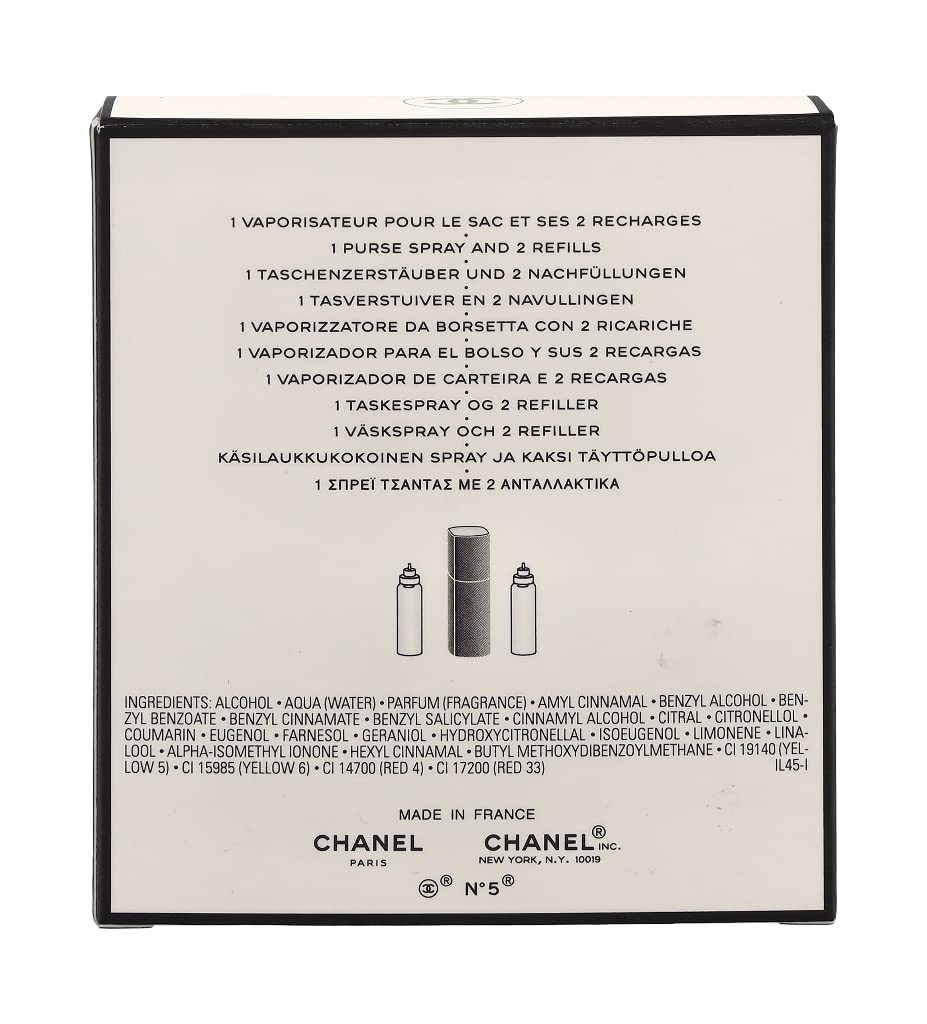 No. 5 by Chanel for Women, Set (Eau De Toilette Spray 0.7 Ounce, Two Eau De Toilette Refills, 0.7 Ounce Each)