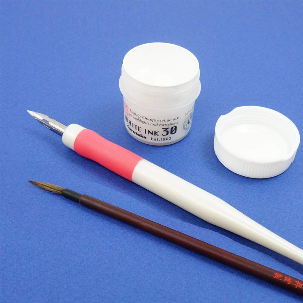 Kuretake ZIG Cartoonist White Ink 30ml, for dip Pen, Brush, Drawing, Calligraphy, Illustration, Lettering, for Professional, Artists, Manga, Made in Japan