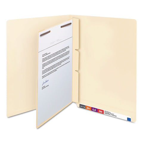 Smead Self-Adhesive Folder Divider, 1" Twin Prong Fastener, Letter Size, Manila, 100 per Box (68027)