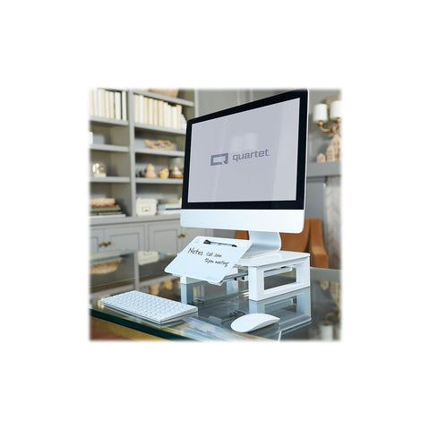 Quartet Desktop Glass Monitor Riser for Computer with Dry-Erase Board, Adjustable Height (Q090GMRW01)