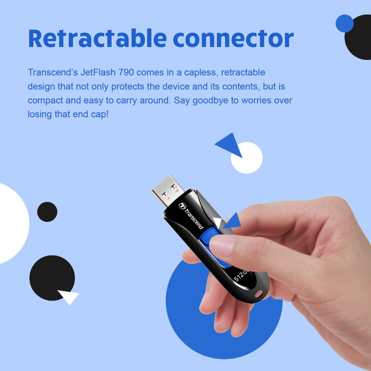Transcend 64GB JetFlash 790 USB 3.0 Flash Drive (TS64GJF790K), Black