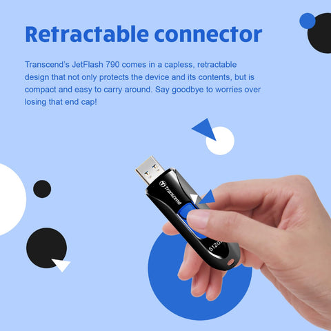 Transcend 64GB JetFlash 790 USB 3.0 Flash Drive (TS64GJF790K), Black