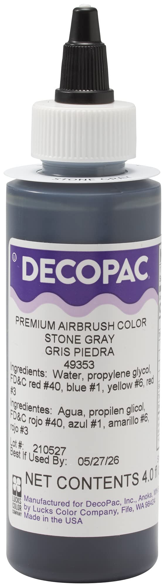 DECOPAC Food Coloring, Airbrush Food Color, Edible Airbrush For Cake Decorating, Cookie Airbrush Coloring, Food Airbrush Kit Add-on, Airbrushes For Cake Decorating 4 Fl Oz - Stone Grey