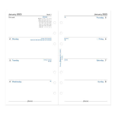 Filofax 68421 For Year 2023 Personal Week On Two Pages Diary Monday Start, White (68421-2018)