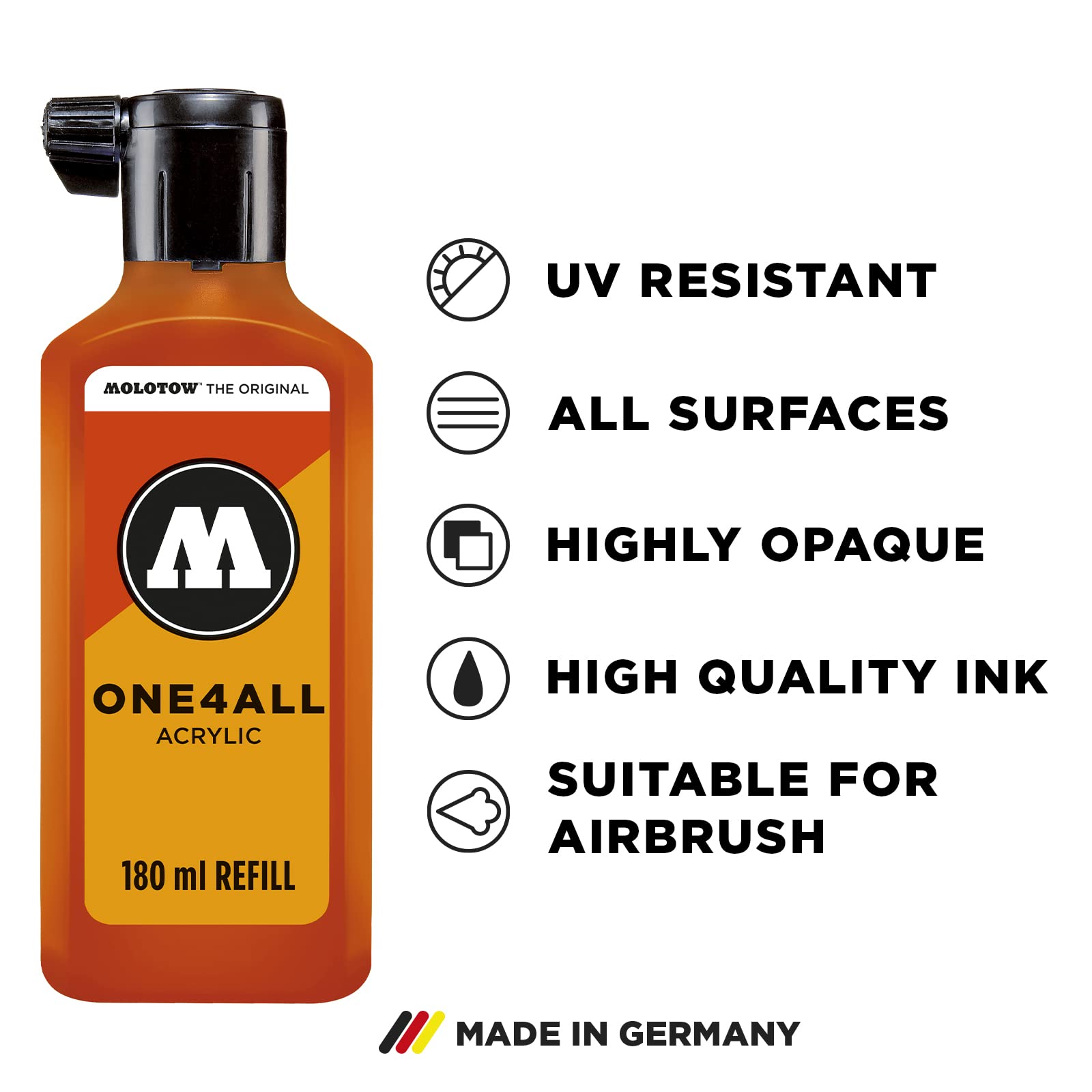 Molotow ONE4ALL Acrylic Paint Refill, For Molotow ONE4ALL Paint Marker, Cool Grey Pastel, 180ml Bottle, 1 Each (692.203)