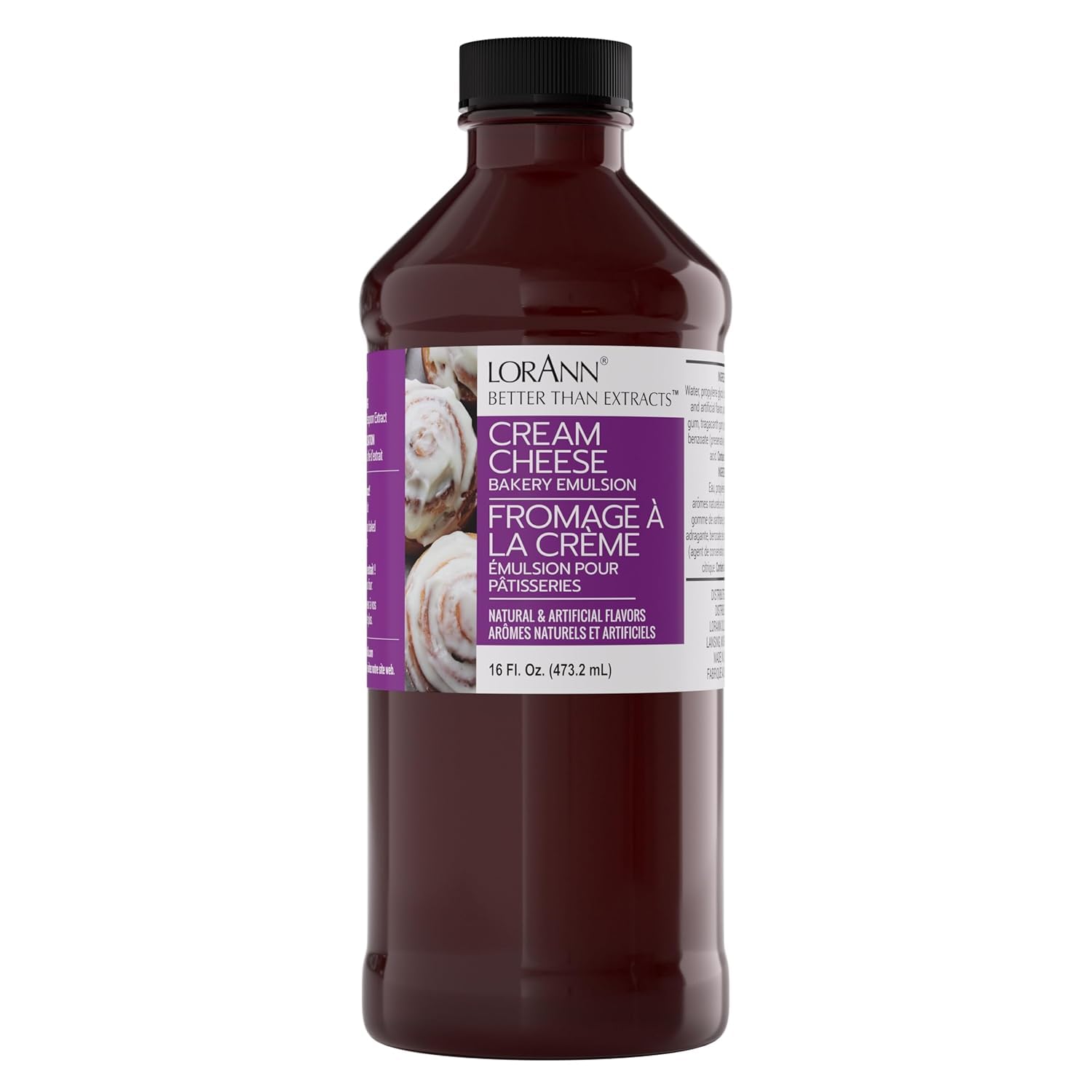LorAnn Oils Cream Cheese Bakery Emulsion: True Essence, Ideal for Boosting Fruit Tones in Cakes, Cookies & Desserts, Gluten-Free, Keto-Friendly, Extract Substitute Essential for Your Kitchen, 16 Oz
