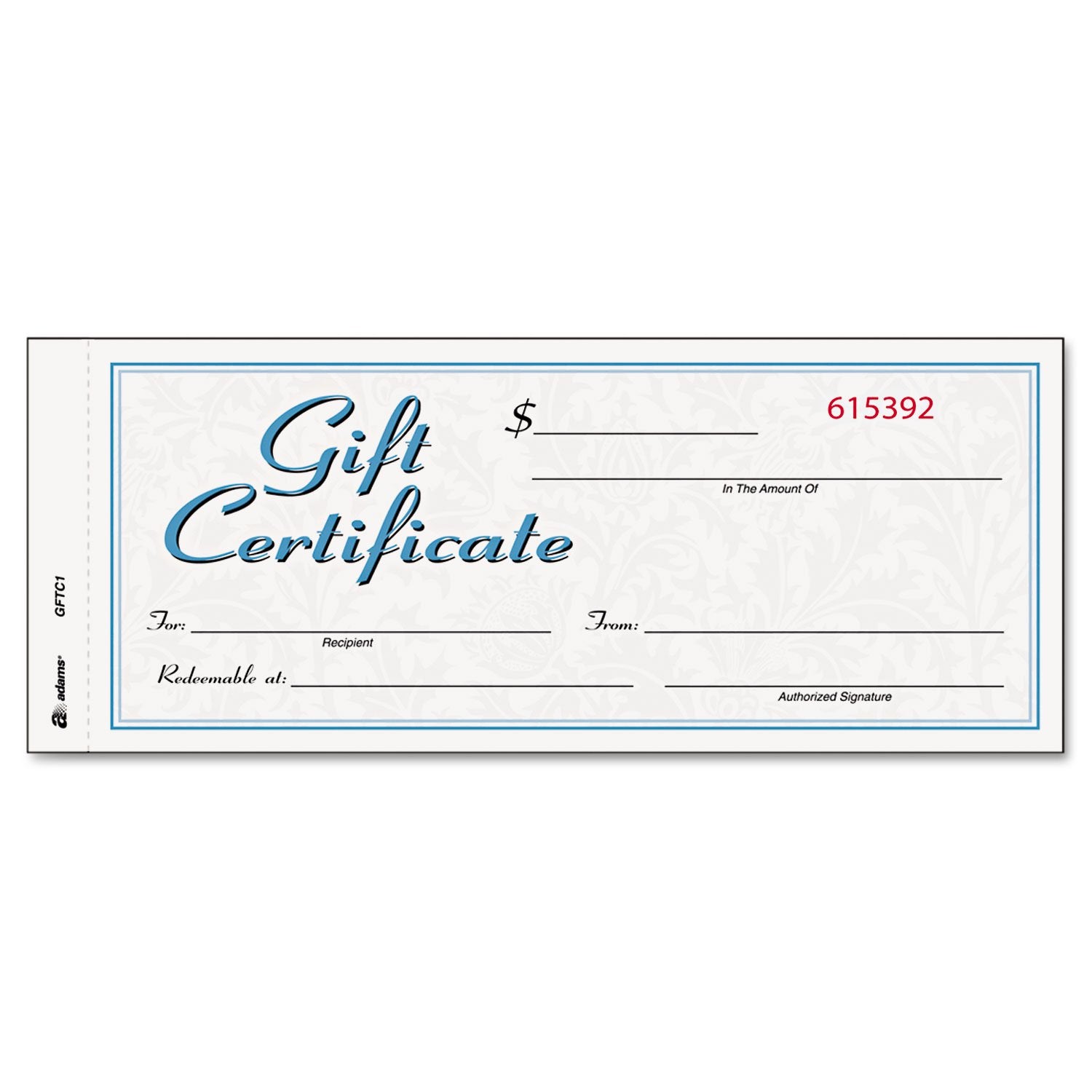Adams GFTC1 Gift Certificates w/Envelopes, 8 x 3 2/5, White/Canary, 25/Book