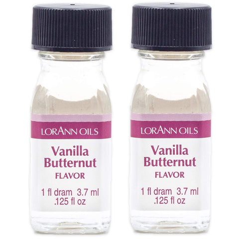 LorAnn Oils Super Strength Flavoring, Used For Candy Making, Flavoring, Baking, Hard Candy, & Flavor Oils - Bold, Natural Flavors 4X Stronger Than Extracts - Vanilla Butternut, Pack of 2, 0.125 fl oz