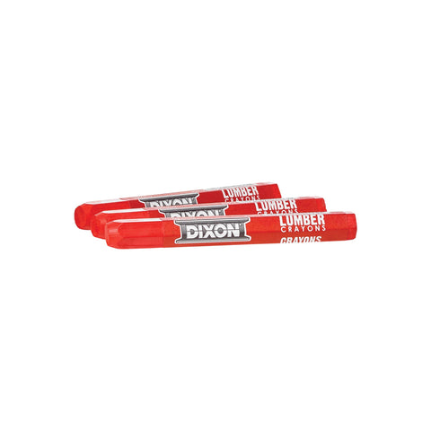 Dixon Industrial Lumber Marking Crayons, 4.5" x 1/2" Hex, Soft-Red, 12-Pack (52012)