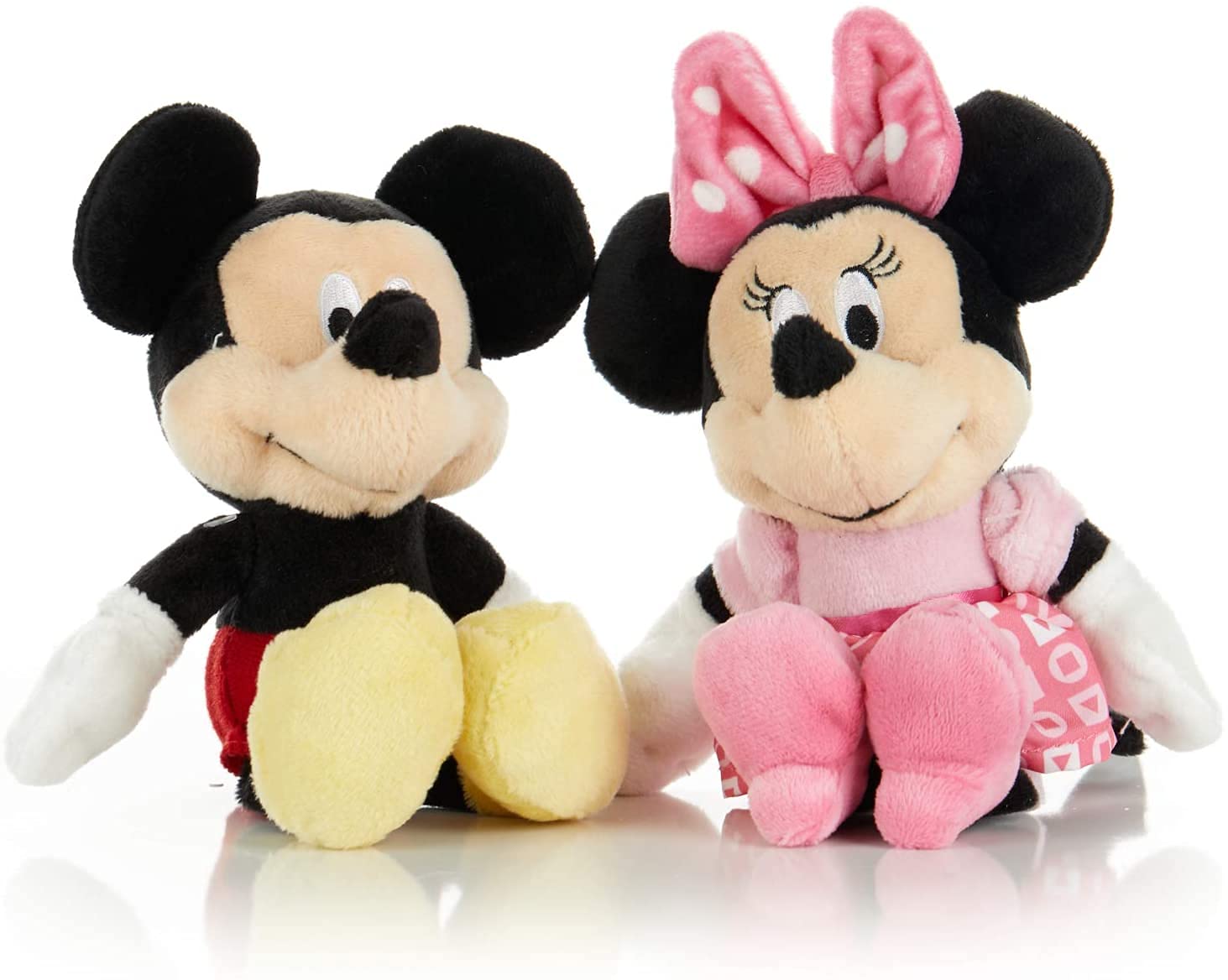 Disney Baby Mickey and Minnie Mouse Stuffed Animal Plush Toy Mini Jingler, 6.5 inches 2 Set