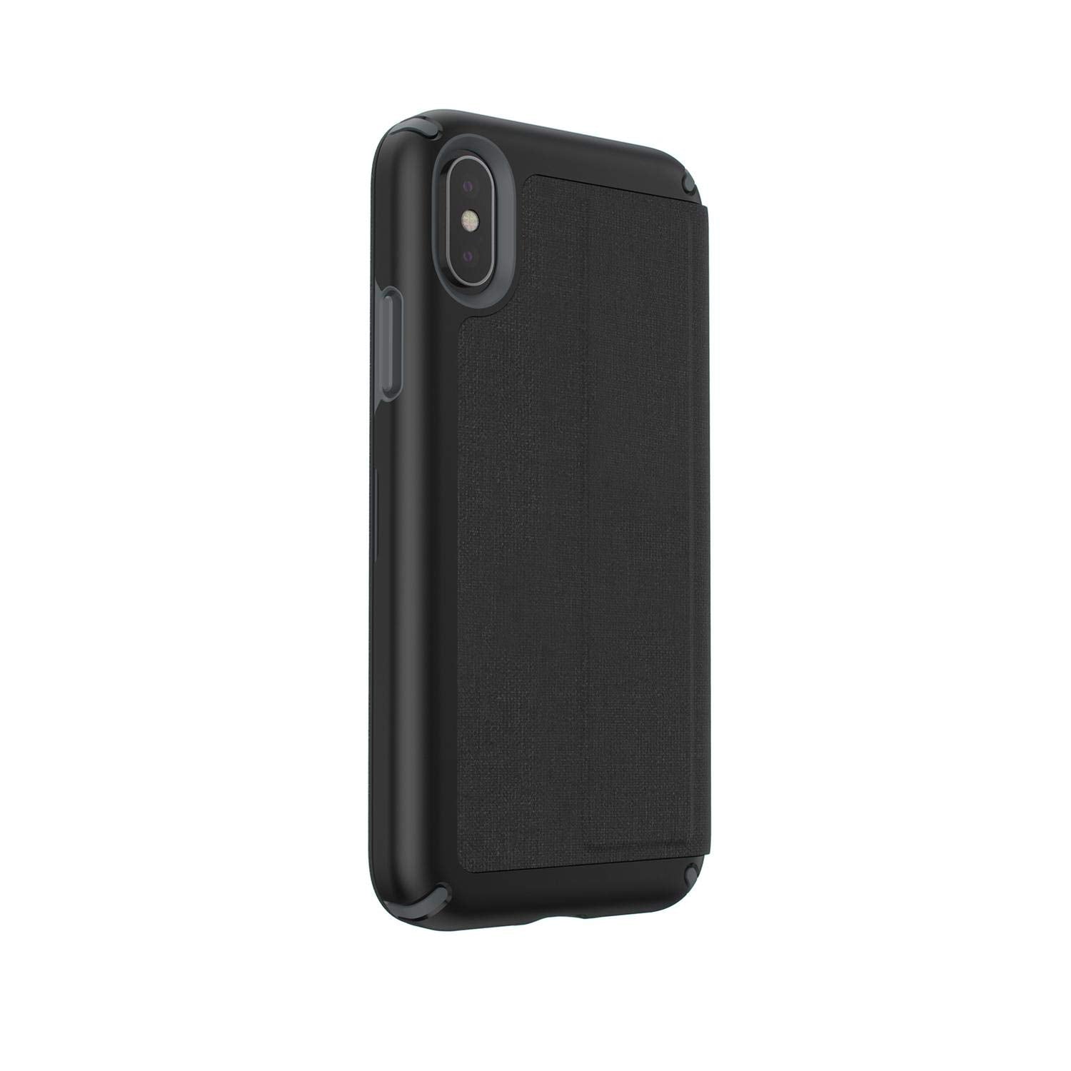 Speck Products Presidio Folio iPhone Xs/iPhone X Case, Heathered Black/Black/Slate Grey