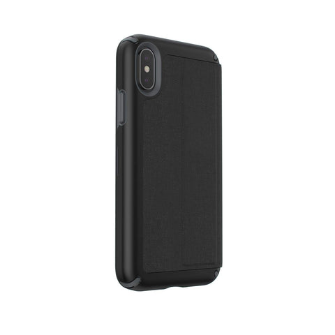 Speck Products Presidio Folio iPhone Xs/iPhone X Case, Heathered Black/Black/Slate Grey