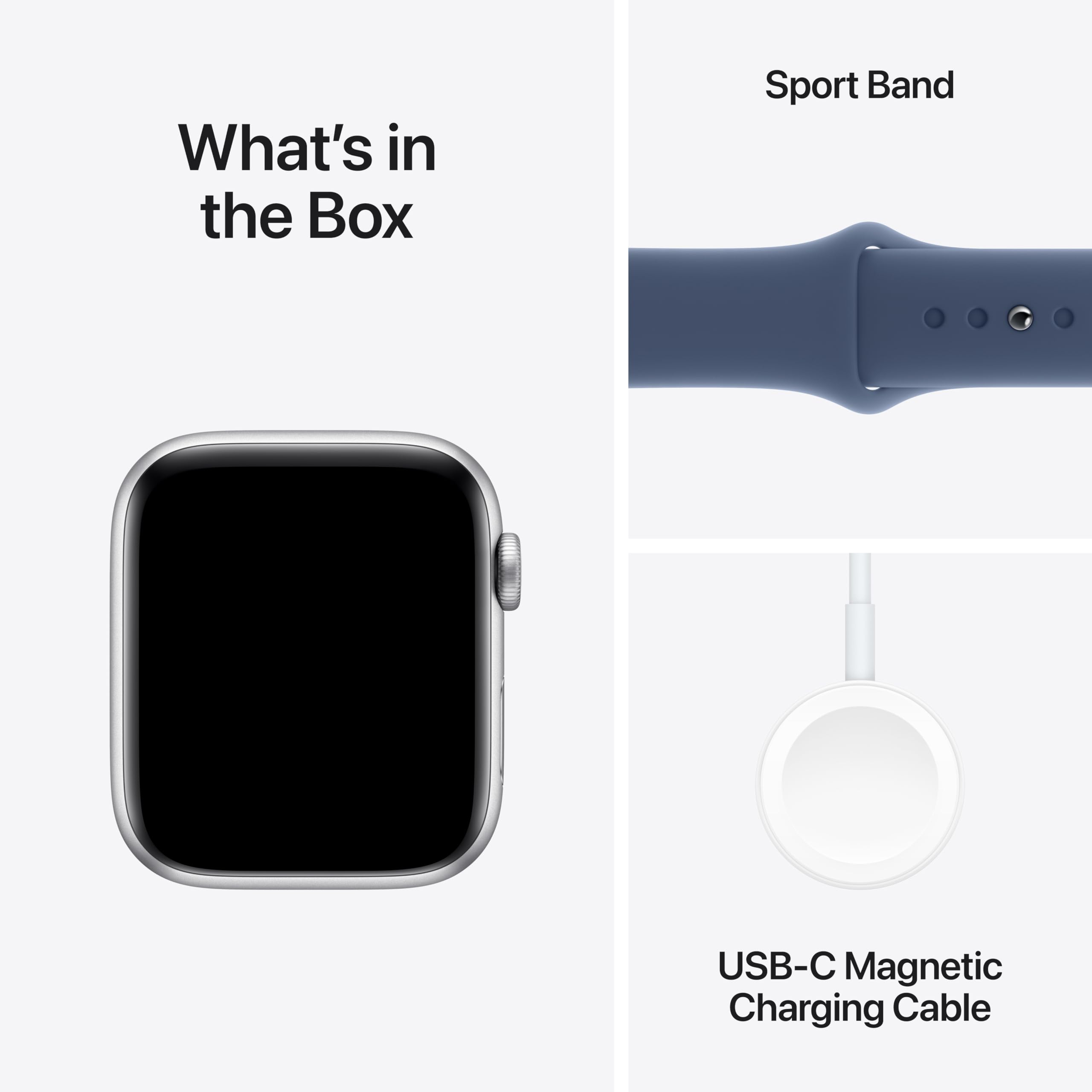 Apple Watch SE (2nd Gen) [GPS 44mm] Smartwatch with Silver Aluminum Case with Denim Sport Band M/L. Fitness and Sleep Trackers, Crash Detection, Heart Rate Monitor, Retina Display