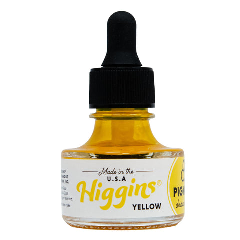 Higgins Yellow Pigmented Drawing Ink - for Artists and Students - 1 oz. Glass Bottle (HIG44635)