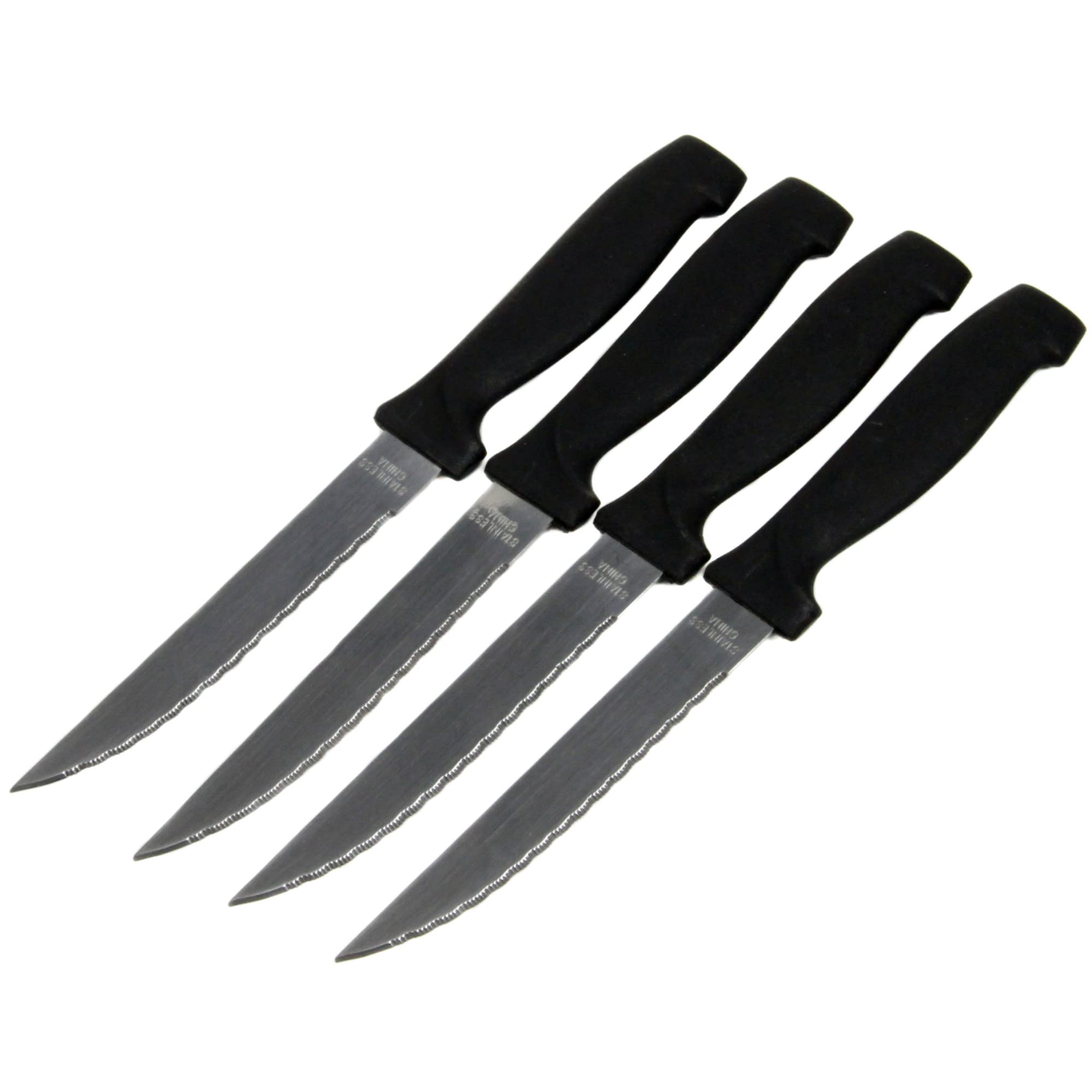 Chef Craft Select Steak Knife Set, 4.5 inch blade 8.25 inches in length 4 piece set, Black