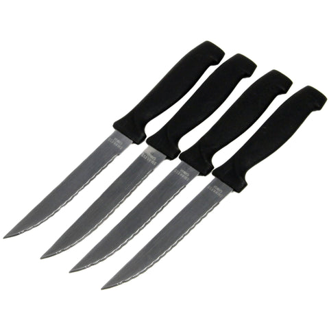 Chef Craft Select Steak Knife Set, 4.5 inch blade 8.25 inches in length 4 piece set, Black
