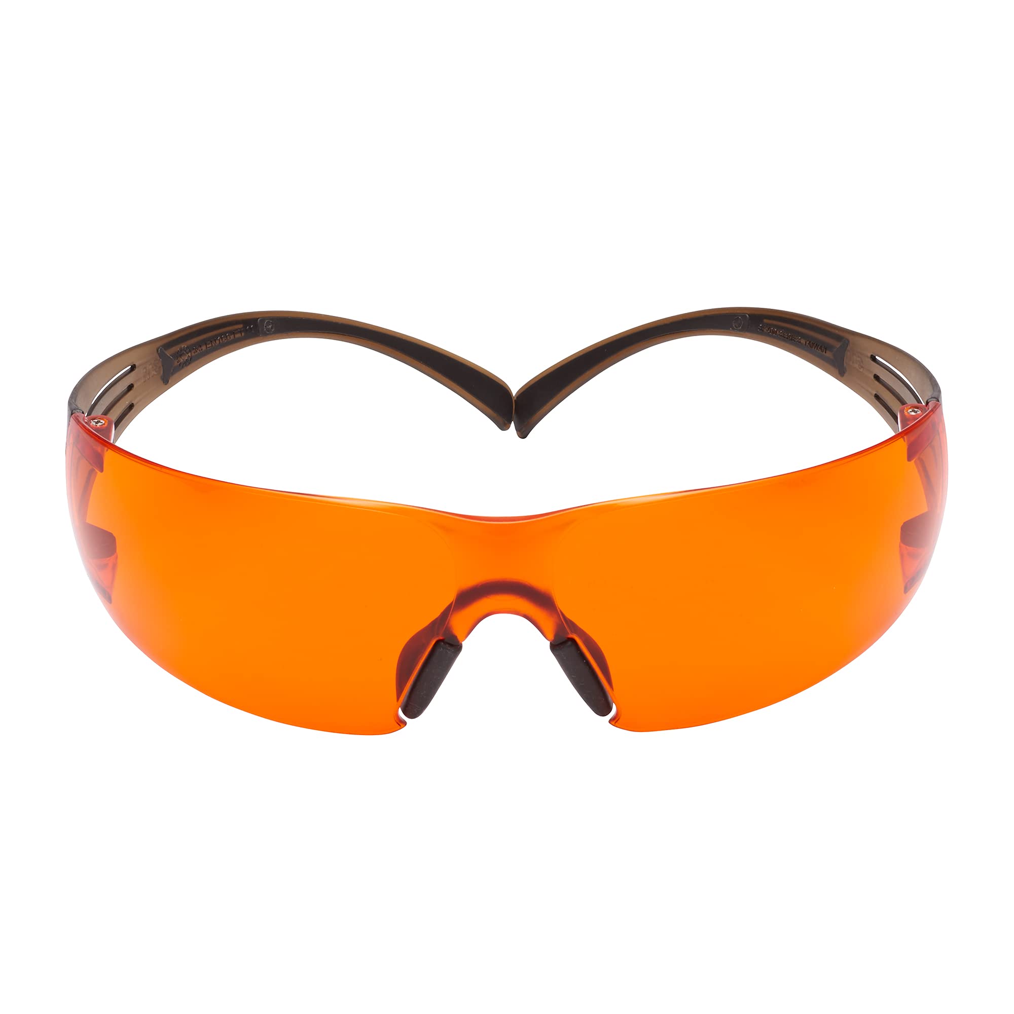 3M Safety Glasses, SecureFit, 20 Pack, ANSI Z87, Scotchgard Anti-Fog Anti-Scratch, Orange Lens, Brown/Black Frame, Flexible Temples