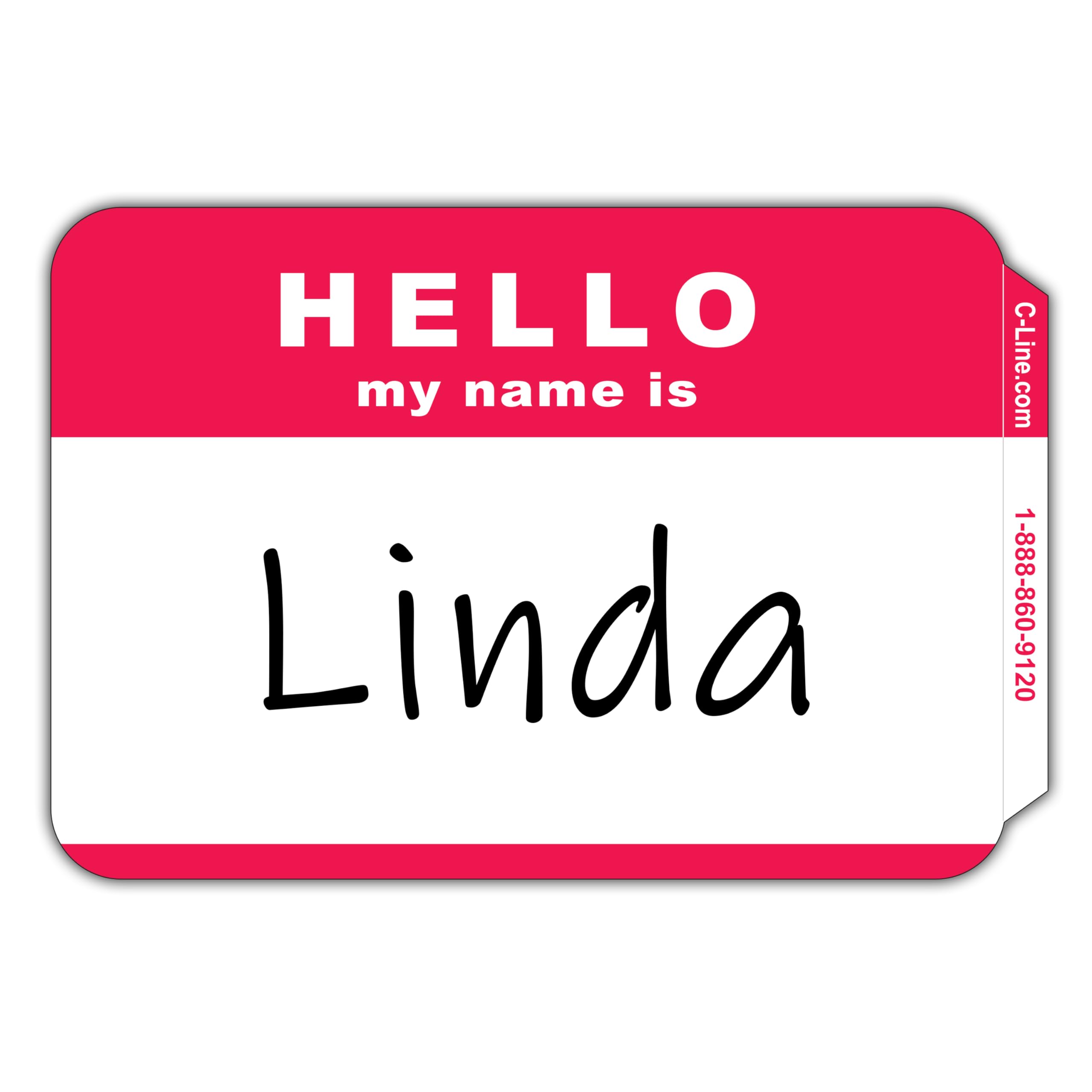 C-Line Pressure Sensitive Peel and Stick Badges, Hello My Name Is, Red, 3.5 x 2.25 Inches, 100 per Box (92234)