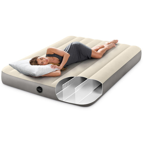 Intex 64102E Dura-Beam Standard Single-High Air Mattress: Fiber-Tech – Full Size – 10in Bed Height – 600lb Weight Capacity – Pump Sold Separately