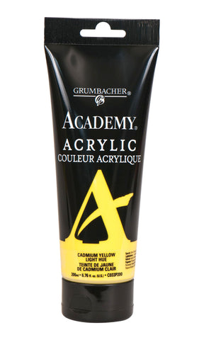 Grumbacher Academy Acrylic Paint, Gloss, 200ml/6.8 oz. Plastic Tube, Cadmium Yellow Light Hue (C033P200)