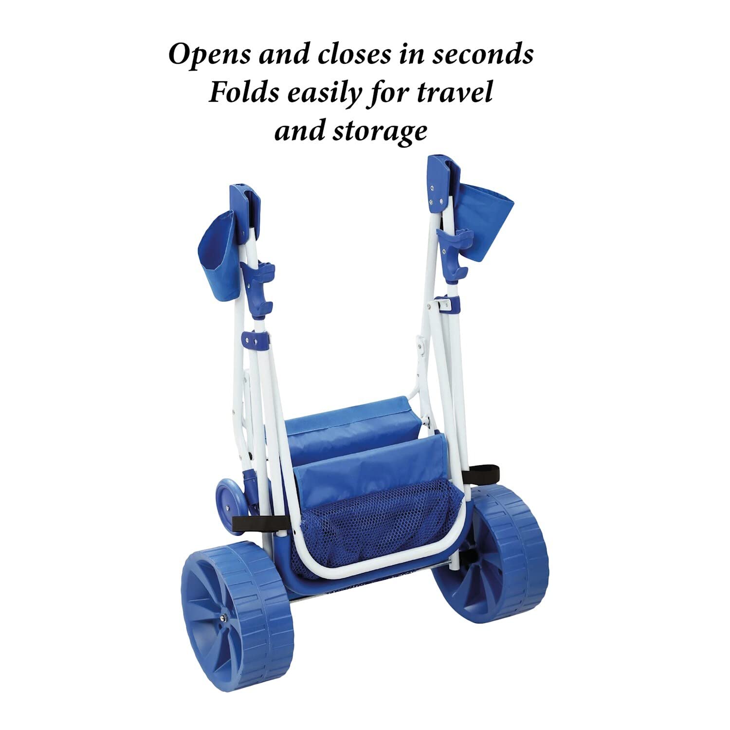 Folding Multi-Purpose Deluxe Beach Cart With Wide Terrain Wheels - Holds Your Beach Gear and more!