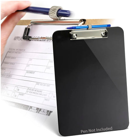 Officemate Plastic Clipboard, Letter Size, Low Profile Clip with Pen Holder, Black (83075)
