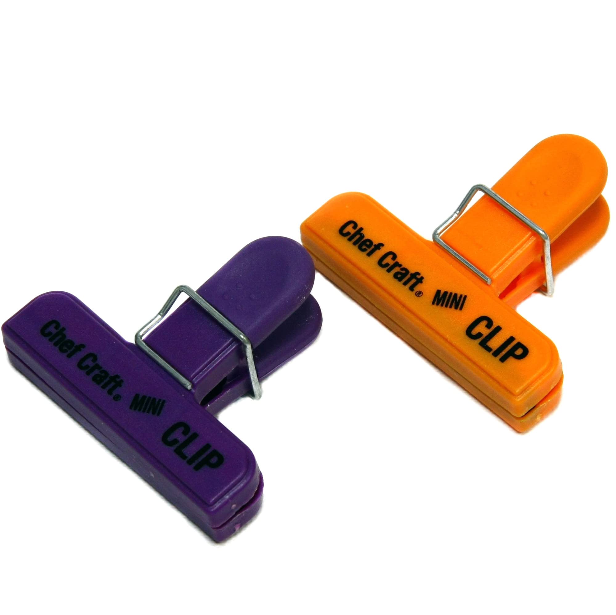 Chef Craft Select Plastic Mini Bag Clip, 3 inch Width 2 piece Set, Purple/Orange