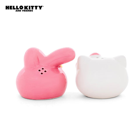 Silver Buffalo Sanrio Hello Kitty And My Melody 3D Sculpted Ceramic Salt and Pepper Shaker Set