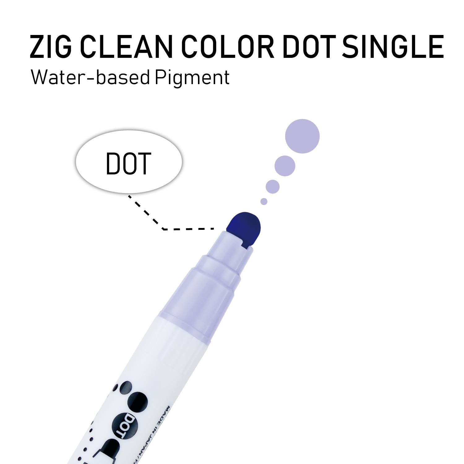 Kuretake CLEAN COLOR DOT Single Mild 6 colors set, Flexible dot tip marker, for Journals, Crafts, Illustration, Lettering, Planners, Made in Japan