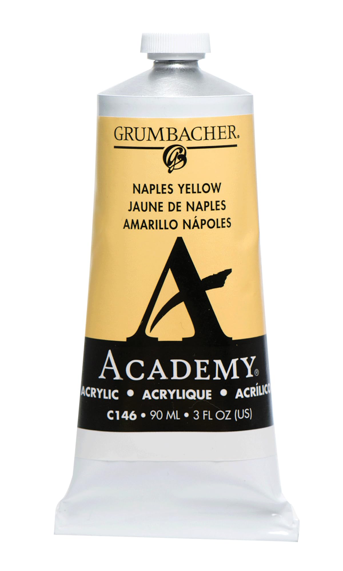 Grumbacher 90-ml Metal Tube Academy Acrylic Paint, Gloss, Naples Yellow
