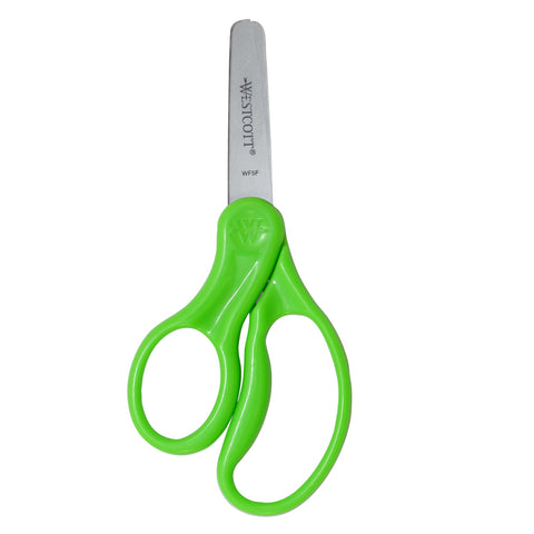 Westcott 13594 Left-Handed Scissors, Hard Handle Kids' Scissors, Back to School, Classroom Supplies, Ages 4-8, 5-Inch Blunt Tip, Color Varies