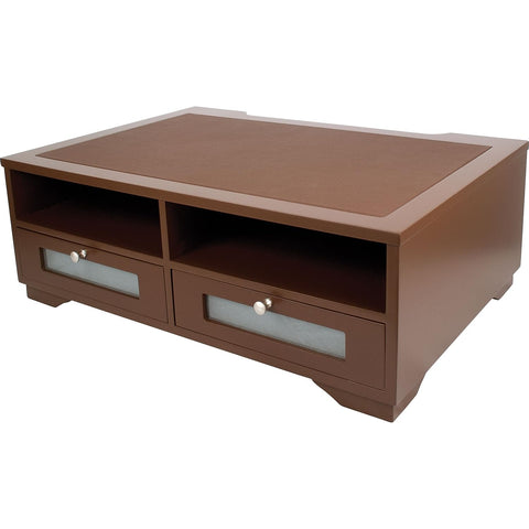 Victor Midnight Black Collection S1130 Wood Printer Stand with Two Drawers and Two Storage Slots, No Assembly Required, Classic Silver