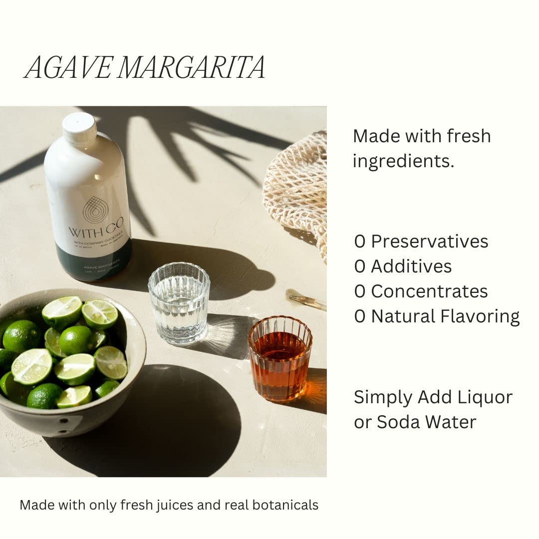 Withco Agave Margarita Cocktail Mixer Makes 10 Drinks with Fresh Lime, Orange - Just add Tequila or Mezcal or drink as a mocktail with soda water