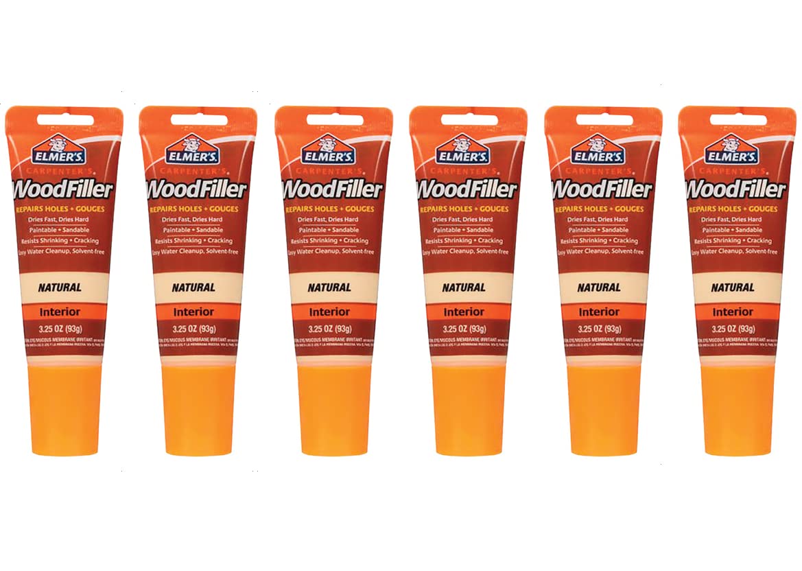 Elmer's E868 Carpenter's Wood Filler, 3.25-Ounce Tube, Natural - 6 Pack