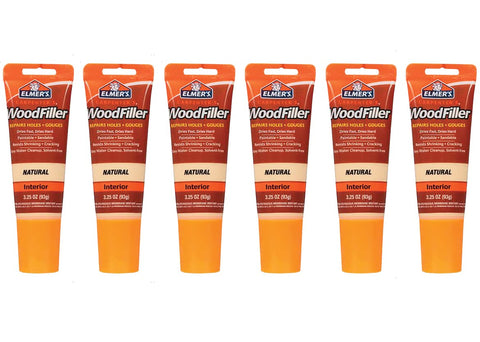Elmer's E868 Carpenter's Wood Filler, 3.25-Ounce Tube, Natural - 6 Pack