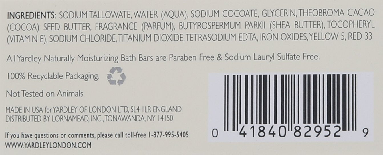 Yardley Moisturizing Bar Cocoa Butter 4.0 oz (Pack of 6)