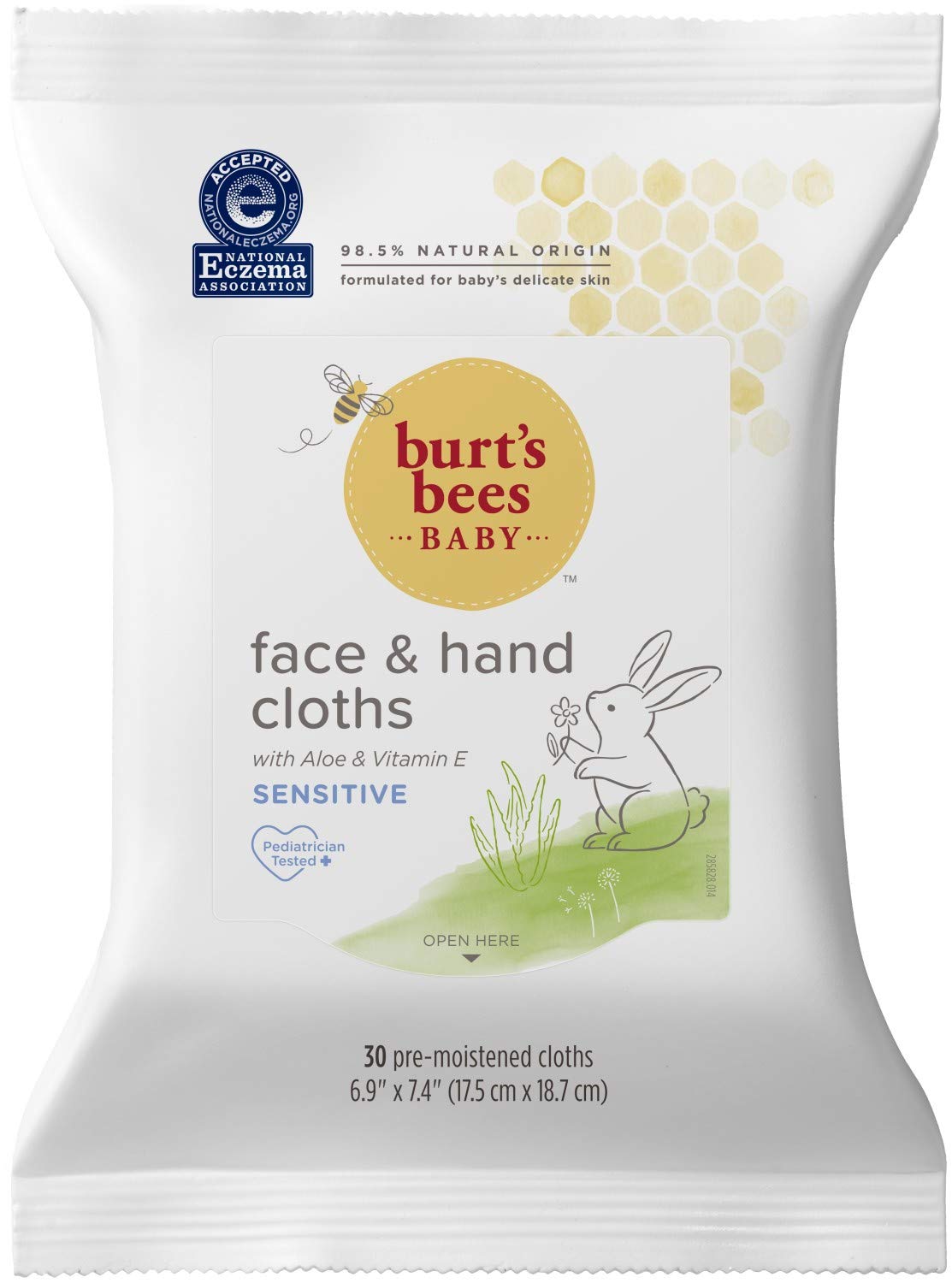 Burt's Bees Baby Face & Hand Cloths, Unscented Cleansing Wipes - 30 Wipes (Packaging May Vary)