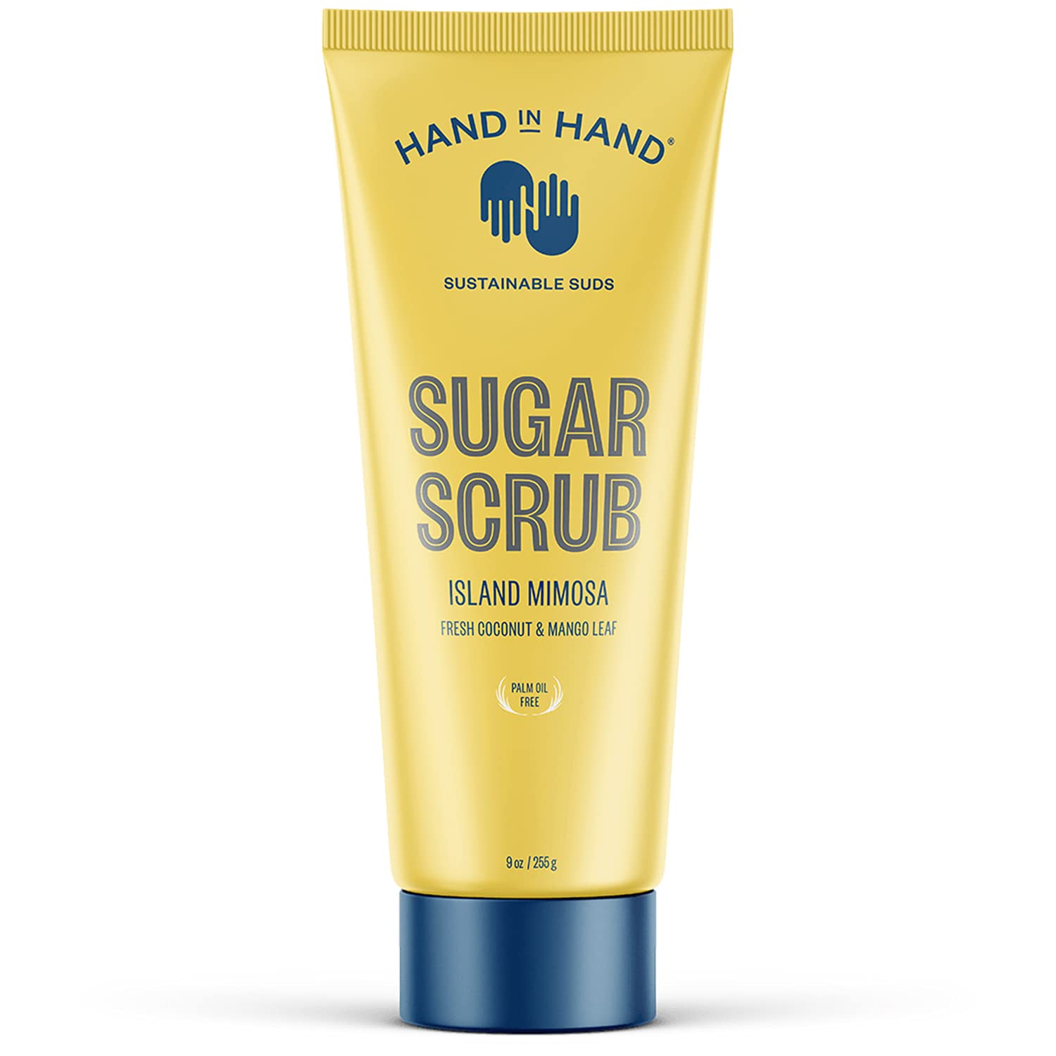Hand in Hand Sugar Scrub, Gentle Exfoliation For All Skin Types, 9 Ounce, Fresh Coconut & Mango Leaf, Island Mimosa Scent, Single