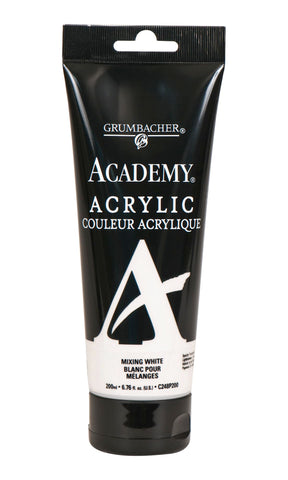 Grumbacher Academy Acrylic Paint, Gloss, 200ml/6.8 oz. Plastic Tube, Mixing White (C248P200)