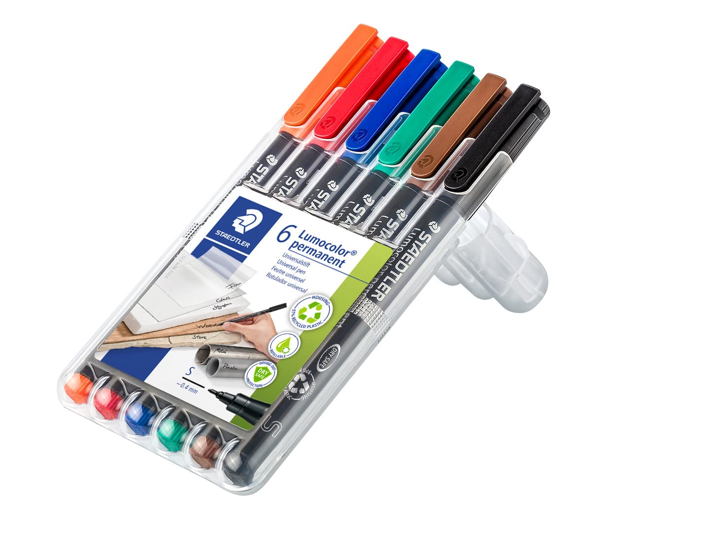 STAEDTLER 313 WP6 Lumocolor Universal Permanent Superfine Pens - Assorted Colours