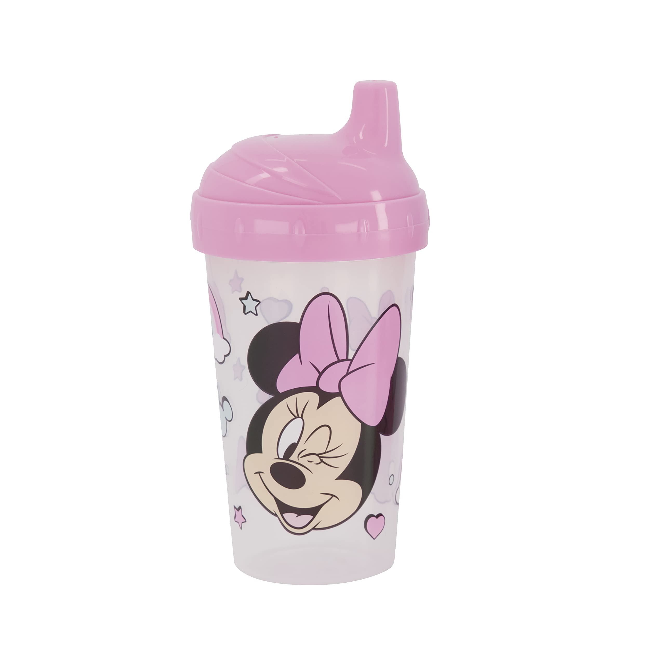Disney Toddler Sippy Cups for Girls | 10 Ounce Minnie Mouse Sippy Cup Pack of Two with Straw and Lid | Durable Blue Leak Proof Travel Water Bottle for Toddlers