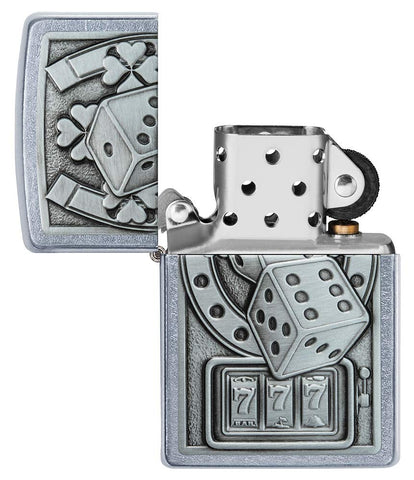 Zippo Lucky 7 Emblem Street Chrome Pocket Lighter, Silver, One Size
