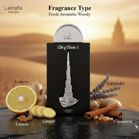 Lattafa Pride Art of Arabia I Eau de Parfum Spray for Unisex, 3.4 Ounce
