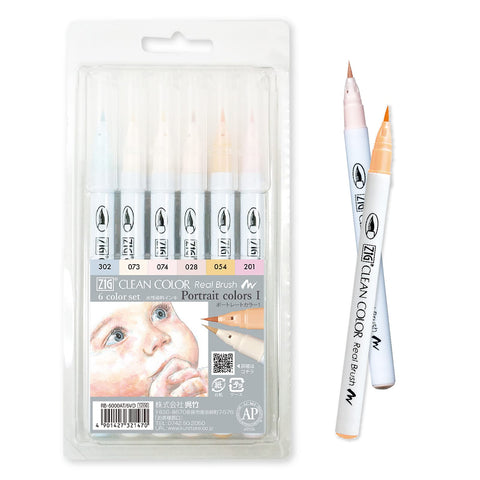 Kuretake ZIG CLEAN COLOR Real Brush 6 colors set Portrait colors Ⅰ