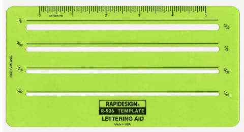 Rapidesign Lettering Aid Template, 1/16, 3/32, 1/8, 5/32 Inch Sizes, 1 Each (R926)