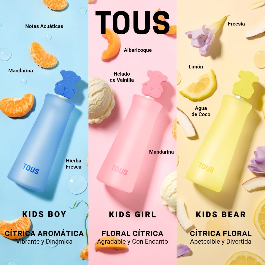 TOUS Eau de Toilette for Boys and Girls, Gentle on Children's Sensitive Skin and Ideal for Everyday Use, 3.4 Fl Oz Kids Boy
