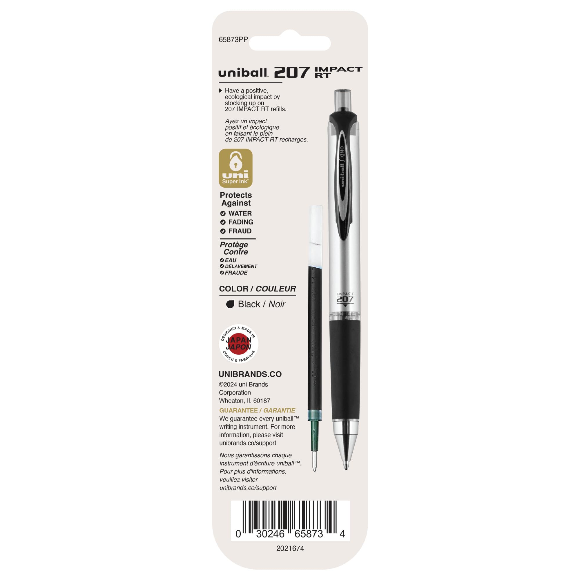 Uniball Signo 207 Impact RT Retractable Gel Pen; 2 Count(Pack of 1) 1.0mm Bold Point Gel Pens| Office Supplies by Uni-ball like Ink Pens; Colored Pens; Fine Point; Smooth Writing Pens; Ballpoint Pens